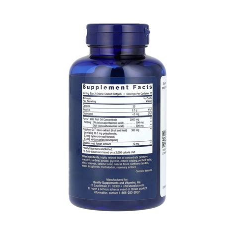 Life Extension, Super Omega-3 EPA/DHA Fish Oil, Sesame Lignans & Olive ...