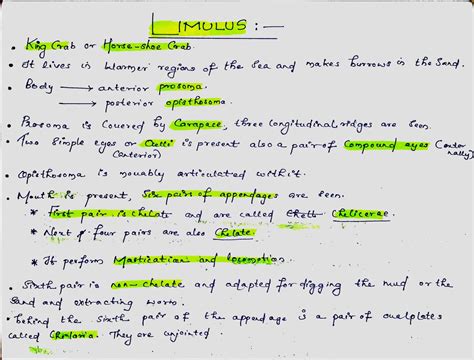 Limulus - Simple notes - Bsc zoology - Studocu