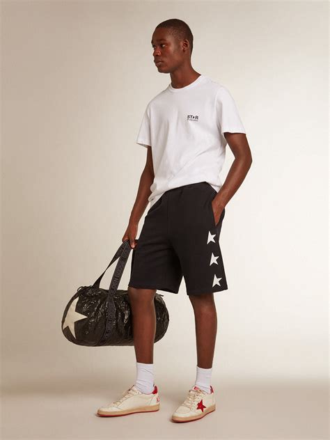 Men's black bermuda shorts with white stars | Golden Goose