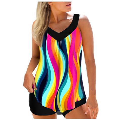 VEKDONE Plus Size Swimsuit for Women 2024 Clearance Trendy Print Sexy Strap Swimwear 2 Piece ...