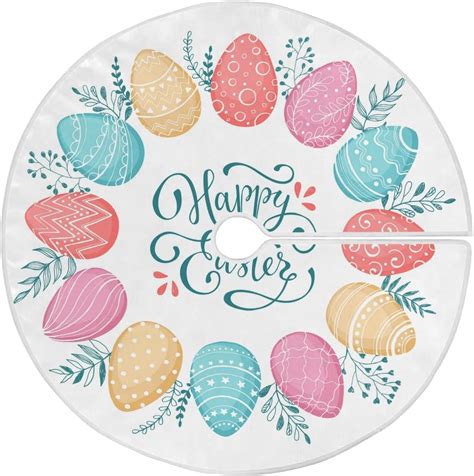 Coolnut Easter Eggs Christmas Tree Skirt 36", Easter Tree Skirt Double ...