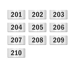 Door Numbers 201 to 210 Acrylic Board Small Silver Color 2mm Thick 4 x ...