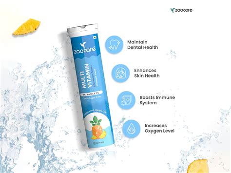 Buy Zaocare Multivitamin Effervescent Tablet - Pineapple Flavour Online ...
