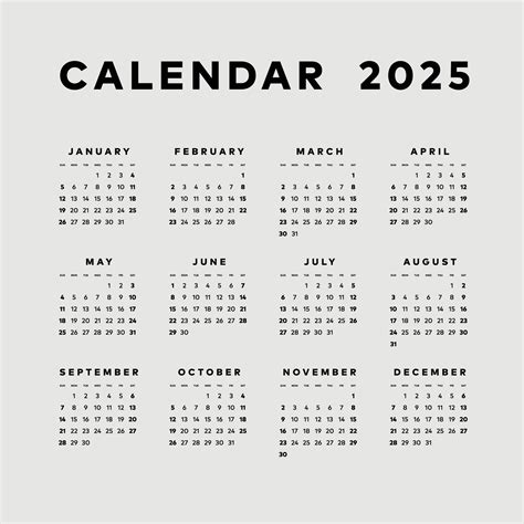Simple calendar 2025, week start sunday template. 27533379 Vector Art ...