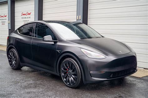 Black Tesla Model Y XPEL Stealth Satin Wrap and Window Tint | Darien Detail