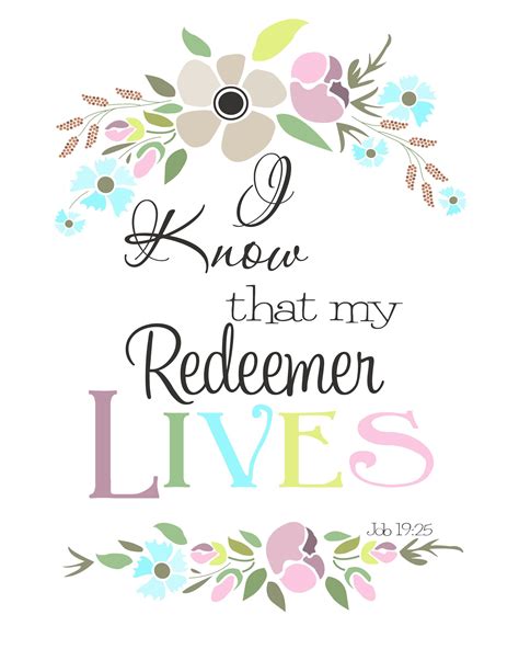 Free Printable Bible Verse for Easter: He Has Risen and Redeemer Lives
