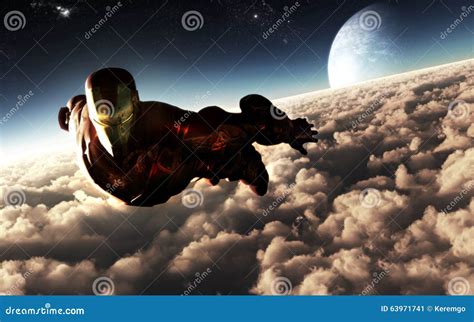 Iron Man Character Flying editorial photo. Illustration of background ...