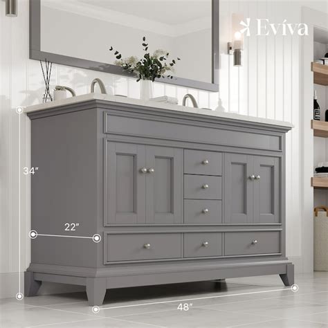 Eviva Elite Stamford 48-in Gray Undermount Double Sink Bathroom Vanity ...