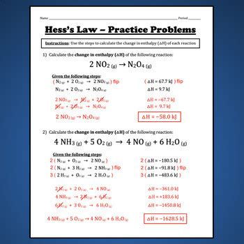 Image result for Enthalpy Practice Problems