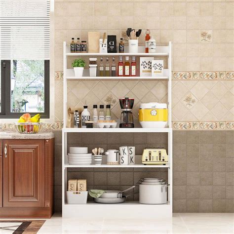 Buy 15.7 in. D White Wood 5-Tiers Standing Baker's Racks with Storage ...