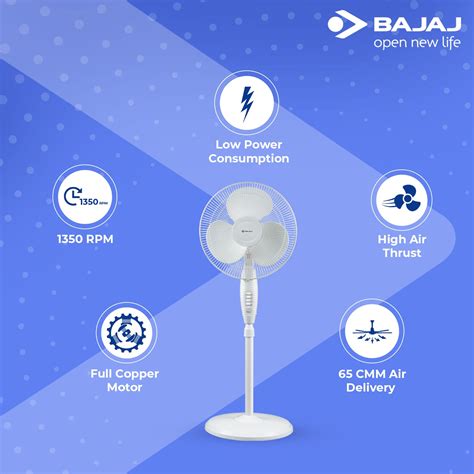 SmartQuick | BAJAJ Esteem 400 mm 3 Blade Pedestal Fan