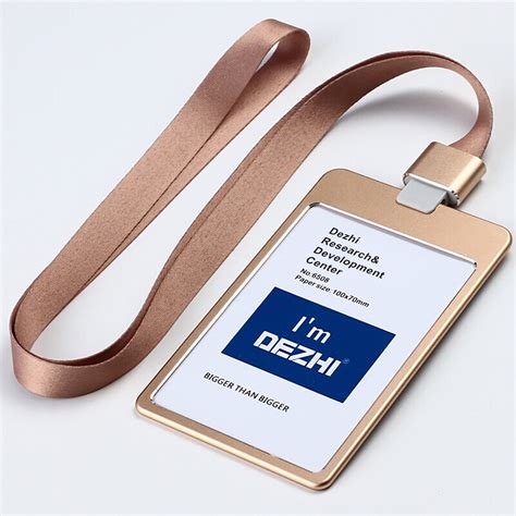 4x3'' Quality Metal Badge Holder Business Card Holder with Lanyard ...