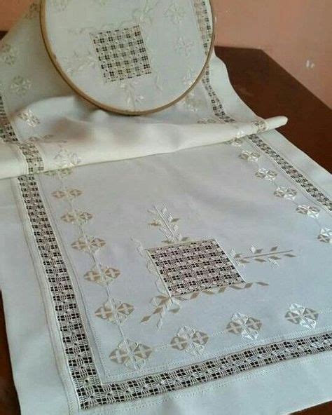 Hardanger Embroidery Designs on White Table Linens