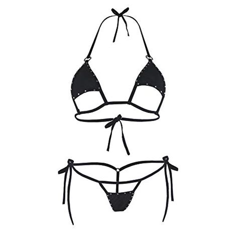 Buy Womens Mini Halterneck Rhinestone Tie Sides Bikini G-String ...