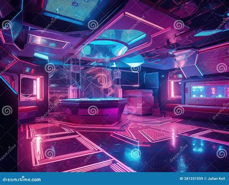 Glowing Dance Floor in Futuristic Nightclub Stock Illustration ...