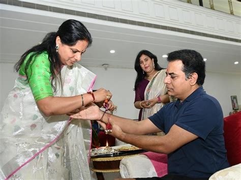 Telangana: MLC Kavitha ties rakhi to brother KTR on Raksha Bandhan