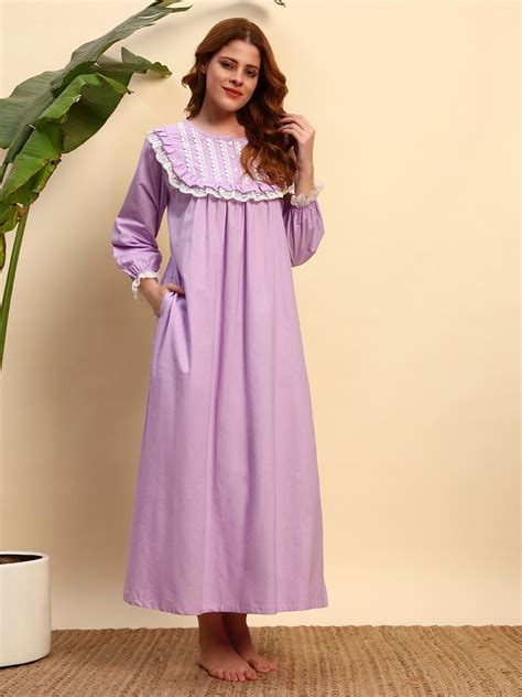 Buy Elegant Full Sleeves Nightgown for Women | Soft Comfortable Fabric ...
