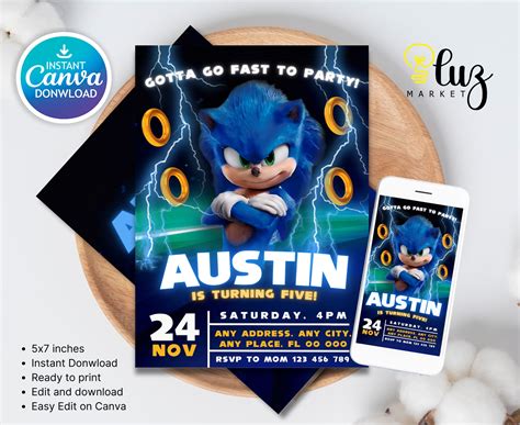 Sonic Invitation Sonic Birthday Invitation Sonic Party Invite Printable ...