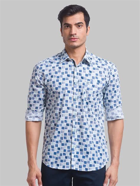 Parx Men Blue Printed Slim Fit Cotton Casual Shirt – MyRaymond