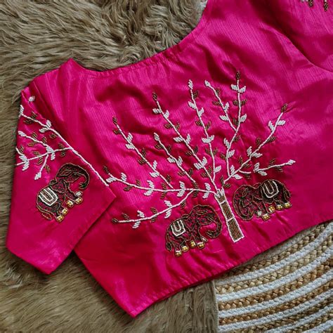Pink Handcrafted Blouse with Detailed Sleeves and Back in Ha