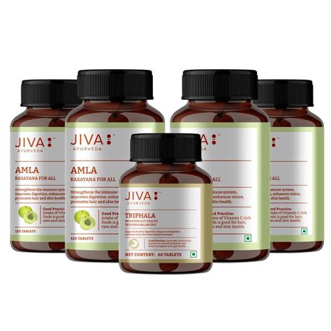 Jiva Amla Tablets 500mg 120 Tablets+Free 60 Triphala Tablets | 100% ...