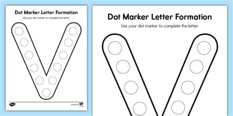 Uppercase Letter V: Dot Marker Letter Formation Worksheet
