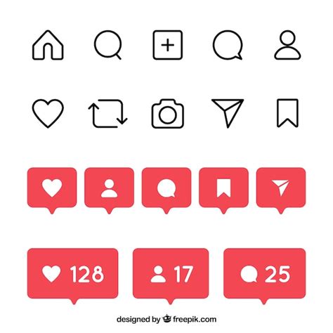 Conjunto de ícones e notificações do instagram plana | Vetor Grátis