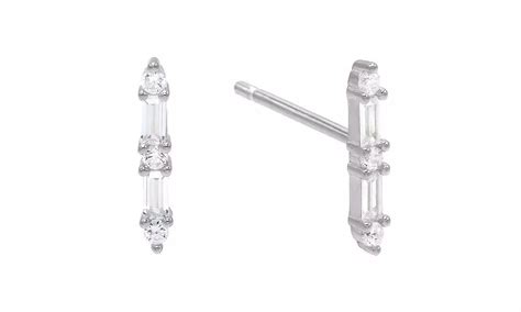 Two Emerald Cut Linear White ... | Groupon Goods