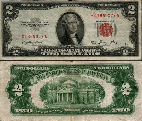 1953- $2 ** STAR ** Red Seal Note Two Dollar Bill LOTY725 | #1882923588