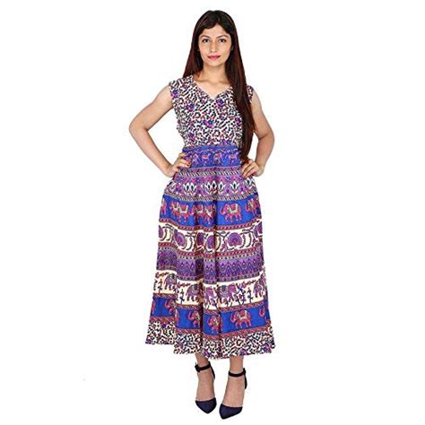 Buy Radhika Taxtiles Jaipuri Print Long Maxi Dress for Women and Girls ...