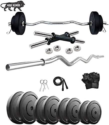 BEACON INTERNATIONAL Home Gym Rubber Weight Combo kit & equipment- 20 ...