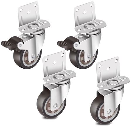 HASTHIP® L-Shaped Caster Wheels, 2 Inch L-Shaped Small Rubber Casters ...