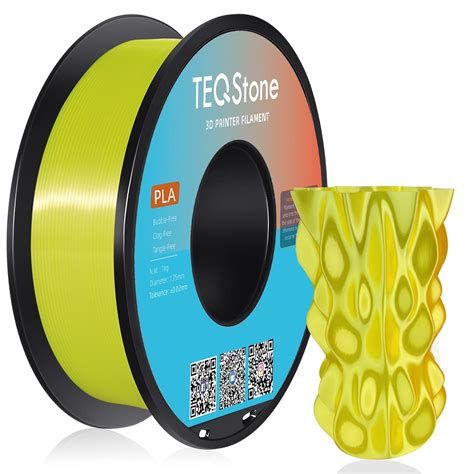 TEQStone Silk PLA Filament 1.75mm Yellow 1KG Spool Consistent Diameter ...