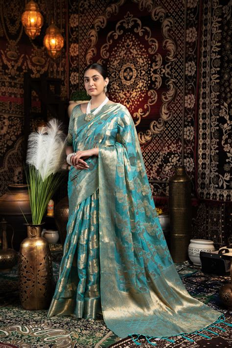 Rama Green Jimmy Choo Saree With Weaving Work – MirJara