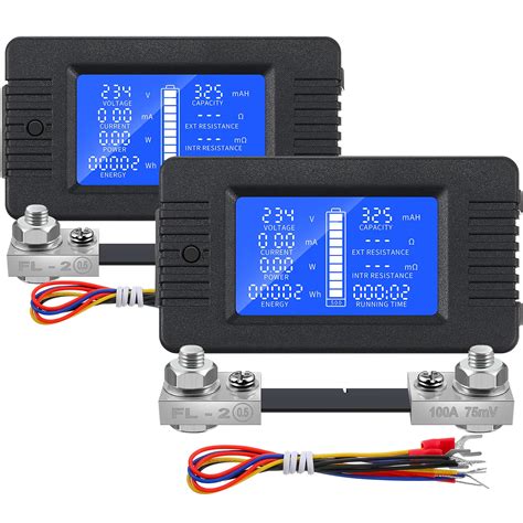 Buy 2 Pieces DC Multifunction Battery Monitor Meters LCD Display ...