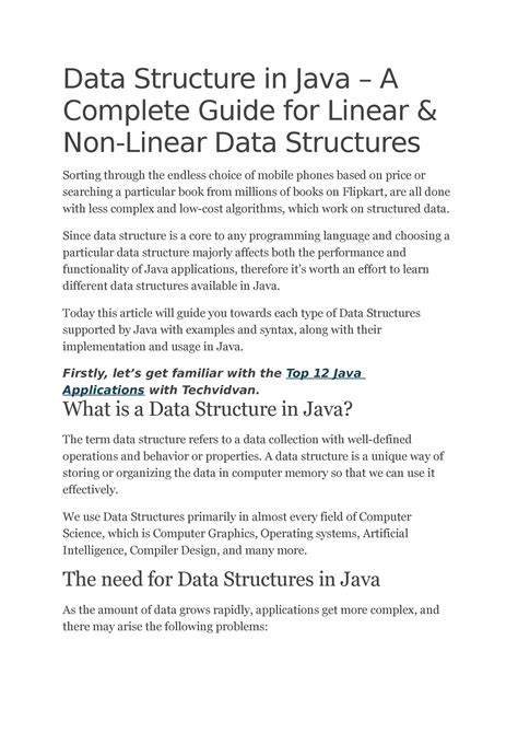 Linear non linear datastructures in detail - Data Structure in Java – A ...