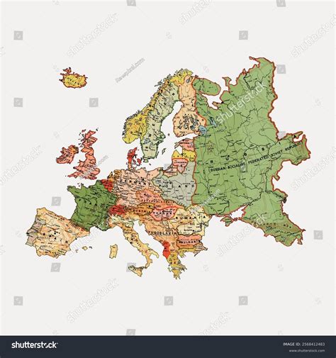 Vintage Map Europe Showcasing Countries Historical Stock Vector (Royalty Free) 2568412483 ...