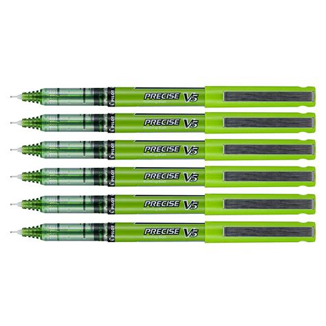 Pilot Precise V5 Extra Fine Lime Green Rolling Ball Pen 0.5mm Pack of