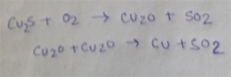 How is copper obtained from its ore (Cu2S)?Write only the chemical ...