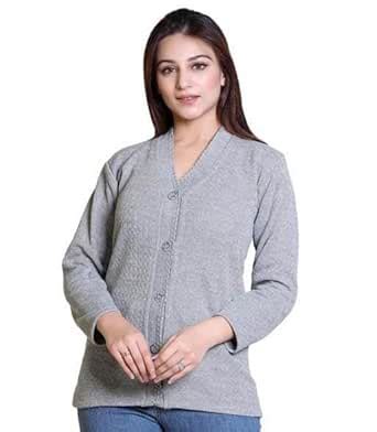 Buy Trending Women's Wool Blend Full Sleeve Solid Self Design V Neck ...