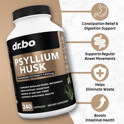 Buy Psyllium Husk Capsule Fiber Supplement - Natural Powder Capsules ...