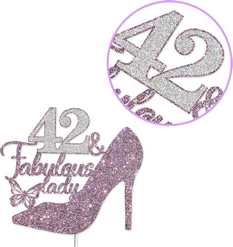 Buy 42 & Fabulous Cake Topper, Happy 42nd Birthday Party Decoration ...