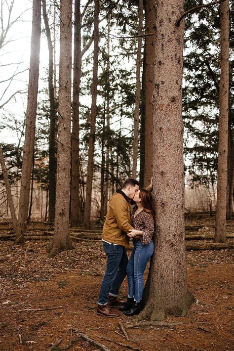 engagement photos in the woods