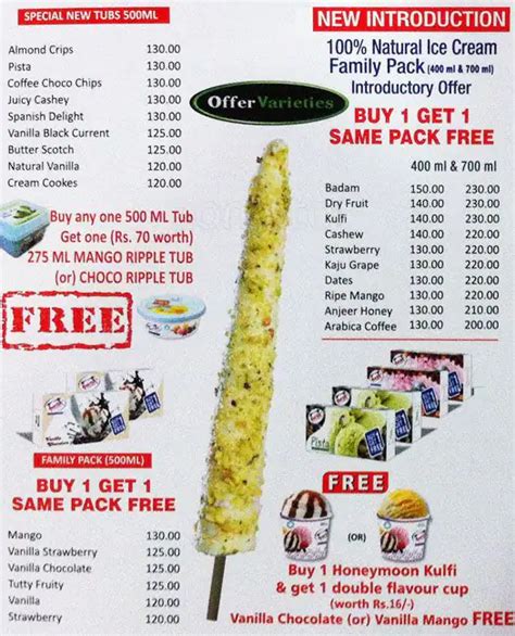 Menu at Amirtha Ice Creams, Chennai, 57