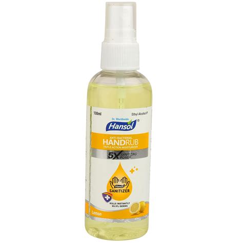 Hansol Sanitizer, Hospital Grade, WHO Recommended, Spray (Lemon, 100ML ...