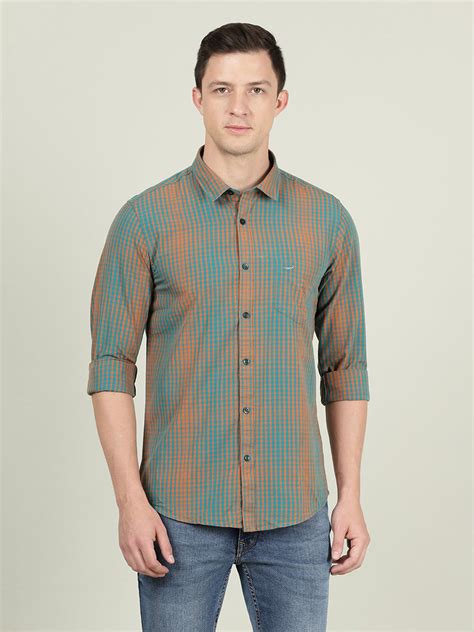 Buy Casual Green Checked Full Sleeve 100% Cotton Shirt – Crocodile