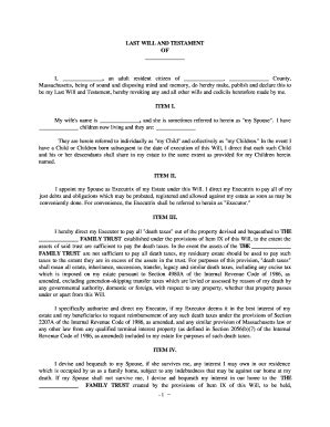 Bill Of Sale Form Massachusetts Last Will And Testament Form | pdfFiller