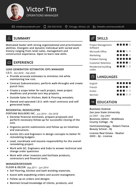 Operations Manager Resume 的图像结果