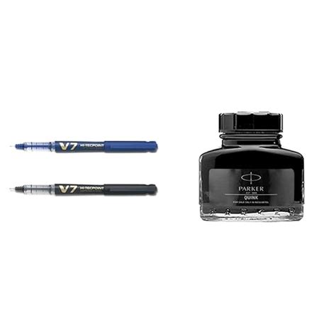 Pilot V7 Hi-Tecpoint Pen With Cartridge System - 1 Blue, 1 Black Pen, 2 ...