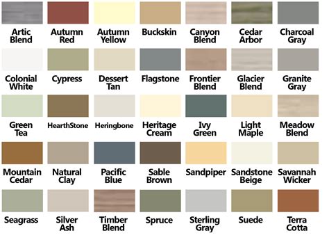 Vinyl Siding Color Chart - Interactive Chart Tools